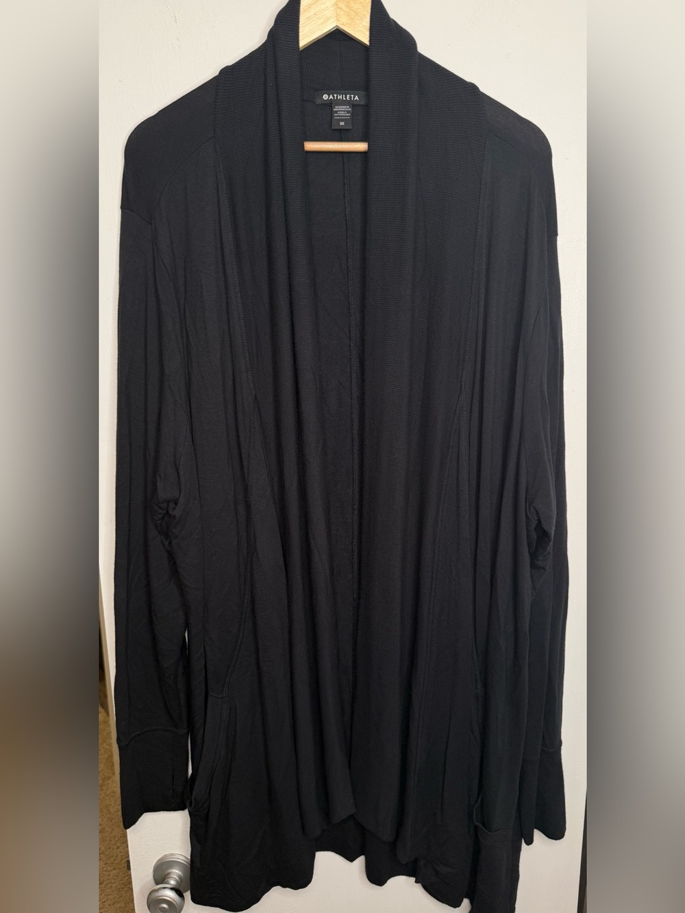 Athleta Black Open Front Duster Cardigan Sweater 3X